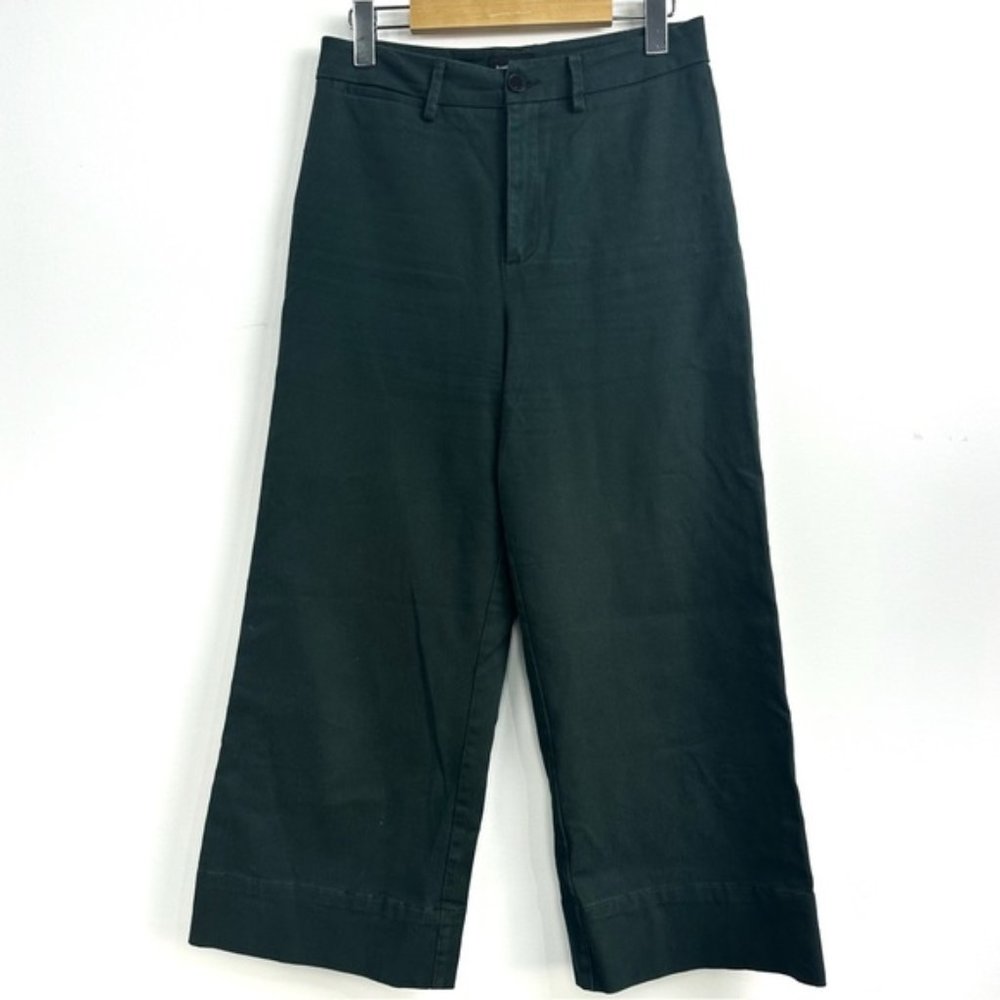 Frank and Oak Josephine Wide Leg Cropped Pant in Green Sz 6